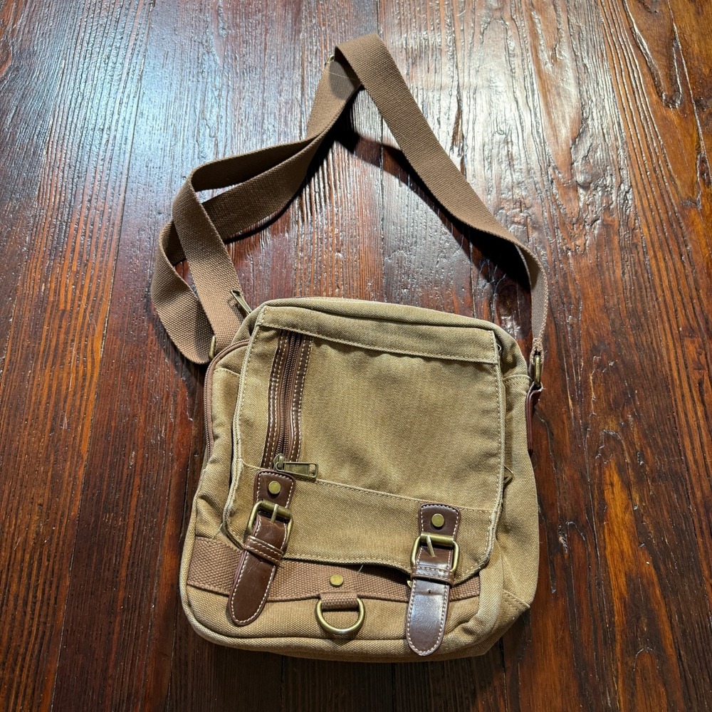 CargoIT‎ Cotton Canvas Crossbody Bag Purse Adjustable Zip Closure Vintage Y2K